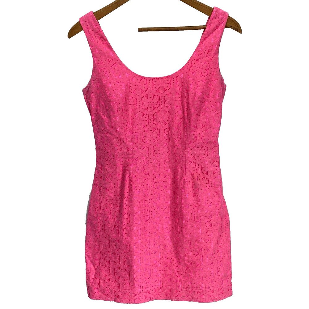Lilly Pulitzer Lonnie Daisy Lane Mini Dress Womens 0 Lace Floral Sleeveless Pink